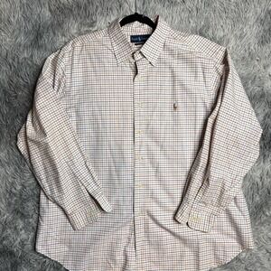 Ralph Lauren orange and blue plaid shirt